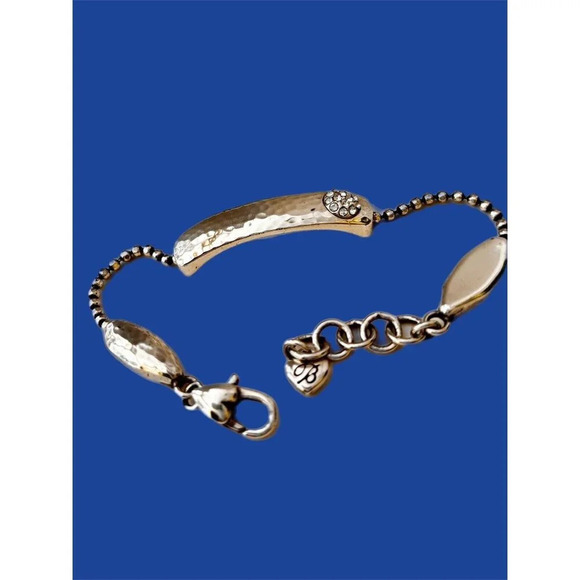 BRIGHTON BILBAO BAR Link SILVER Crystal Plaque Pretty BRACELET - Picture 4 of 6